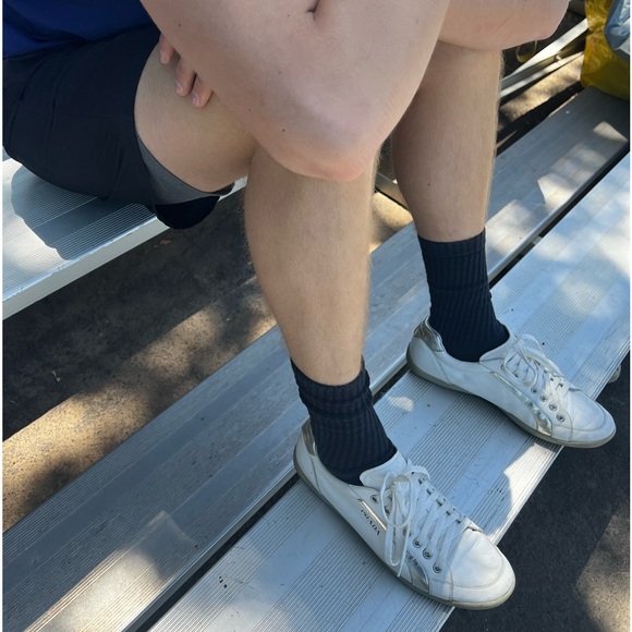 PRADA MEN SILVER FOIL METALLIC SHOES LEATHER SNEAKER SPORT 11 RUNNER WHITE ITALY - Picture 10 of 16